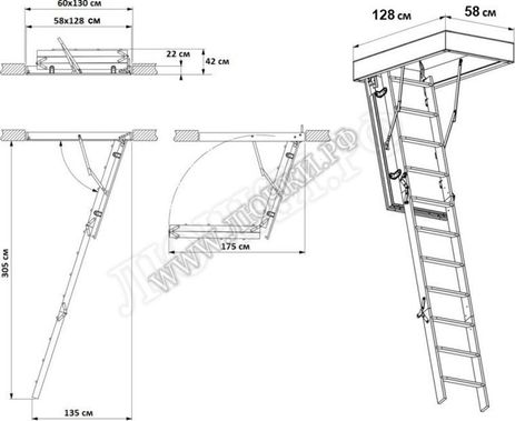 Чердачная лестница Fakro LWT 600*1300*3050 Чердачная лестница Fakro LWT 600*1300*3050